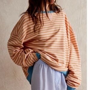 Classic Striped Oversized Crewneck Free People